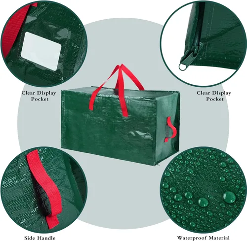 Miniatura 3 de Shappy 6 bolsas de almacenamiento de Navidad resistentes extra grandes para decoración de Navidad, bolsas de almacenamiento