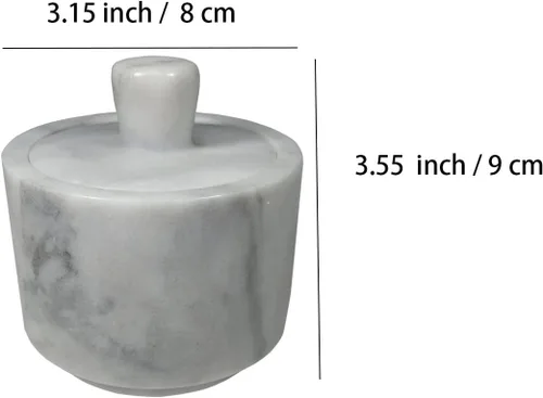 Miniatura 2 de Bodega de sal de mármol con tapa, contenedor de almacenamiento de soporte de sal para mostrador (blanco)