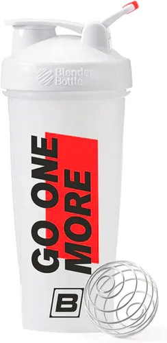 BARE PERFORMANCE NUTRITION Go One More BlenderBottle - Botella agitadora de 28 onzas con batidor de alambre, color blanco