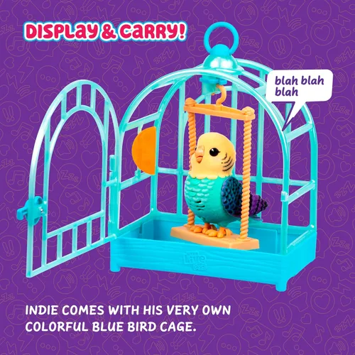 Miniatura 5 de Little Live Pets Mi Pajarito Parlanchín Real y Juguetes con Jaula - Indie, Juguete Interactivo que Repite la Voz, Más de 20 Sonidos y Reacciones