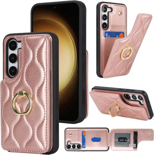 Miniatura 9 de Lipvina Funda para Samsung Galaxy S22 5G con tarjetero para mujer, tarjetero de crédito, soporte de anillo de soporte, funda tipo cartera