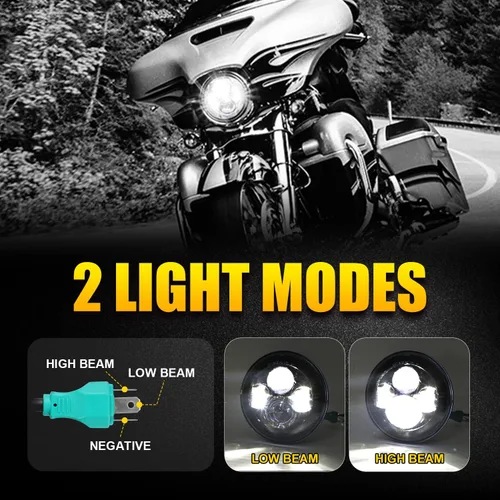 Miniatura 3 de Faro LED negro de 7 pulgadas aprobado por DOT compatible con motocicletas Tour, FLD, Softail Heritage, Street Glide, Road King, Electra Glide