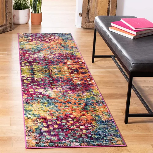 Miniatura 12 de SAFAVIEH colección Monaco MNC225E - Alfombra boho chic con diseño abstracto de acuarela, no suelta pelusa, para sala, habitación, comedor, oficina