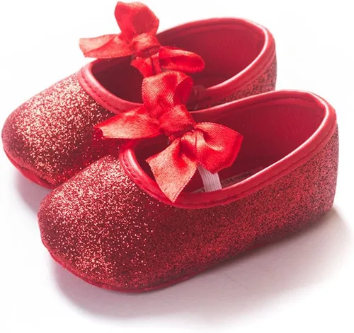 Miniatura 5 de RVROVIC Mocasines de princesa para bebé, zapatos brillantes de Mary Jane, zapatos de cuna de suela suave y ligera de primera calidad, zapatos