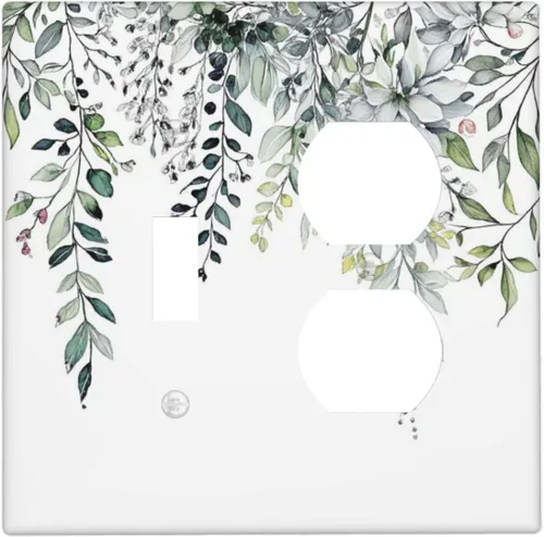 Miniatura 61 de Cubierta decorativa para interruptor de luz, diseño de pájaros y flores florales en blanco y negro, 2 bandas, cubierta decorativa para pared, placa
