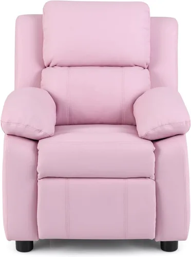 Miniatura 9 de Costzon Silla reclinable de cuero con reposapiés, reposabrazos, reposacabezas y soporte lumbar, silla ergonómica para sala de juegos, sofá Rosa
