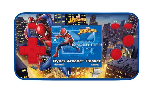 LEXiBOOK Spider-Man Consola de Juego de Arcade Cyber Pocket, 150 Juegos, Pantalla LCD, Funciona con Pilas, Rojo/Azul, JL1895SP