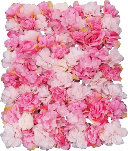 Miniatura 15 de Paneles de flores artificiales para decoración de pared, 6 piezas de rosas falsas, peonía, eucalipto, telón de fondo de pared de rosas para fiesta 6