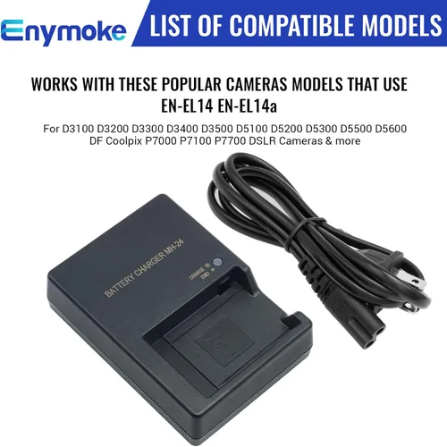 Miniatura 6 de Cargador de batería MH-24 compatible con batería EN-EL14 EN-EL14A para Nikon D5100 D5200 D5300 D5500 D5600 D3100 D3200 D3300 D3400 D3500 Df Coolpix