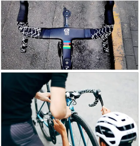 Miniatura 7 de 2 rollos de cintas de manillar de bicicleta de gel de sílice con tapones de barra para bicicleta de carretera montaña ciclismo