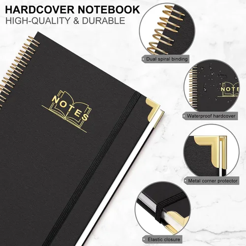 Miniatura 3 de Cuaderno de espiral rayado, cuaderno A5 de tapa dura en espiral para el trabajo, 5.7 x 8.2 pulgadas, cuadernos de papel grueso de 100GSM
