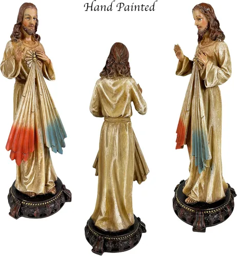 Miniatura 3 de Urbalabs Estatua de Jesucristo Santos Católicos Estatuas Religiosas Figuras religiosas 13 pulgadas Estatua del Sagrado Corazón de Jesús Crucificado