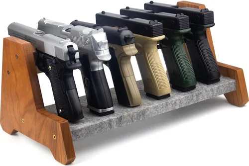 Lobao - Estante para pistolas de madera maciza de cerezo y organizador de almacenamiento seguro para armas de fuego, solución de soporte de