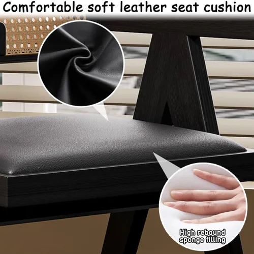 Miniatura 8 de YVYKFZD Juego de sillas de comedor de ratán, sillas de comedor de madera, sillas de cocina con respaldo tejido, sillón tapizado, silla auxiliar