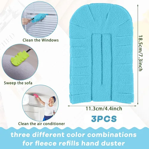 Miniatura 2 de Zubebe 3 piezas de repuesto de plumero de forro polar reutilizables, plumeros planos de plumas, almohadillas de limpieza lavables para múltiples