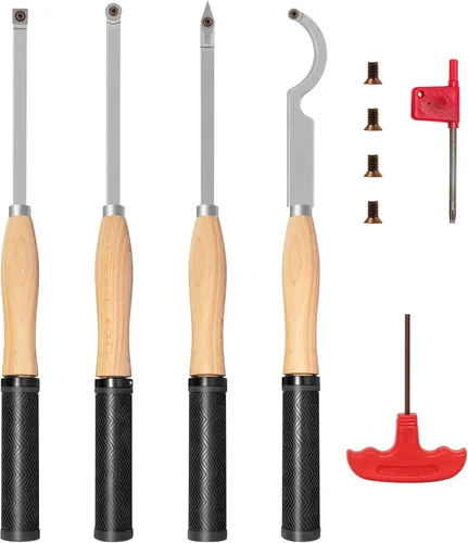 Miniatura 7 de 3CPS Herramientas de torno de carburo con punta de madera, juego de herramientas de torneado de madera en miniatura para torno (mango de haya)