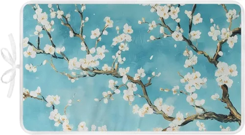 Miniatura 12 de Tabla de planchar portátil, plegable, resistente al calor, tabla de planchar de tamaño completo para lavadora y secadora, flor blanca azul