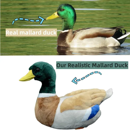 Miniatura 6 de FRANKIEZHOU Peluche realista de pato real de 12 pulgadas de largo, peluche de pato realista, juguetes de peluche de pato suave, regalos para niños