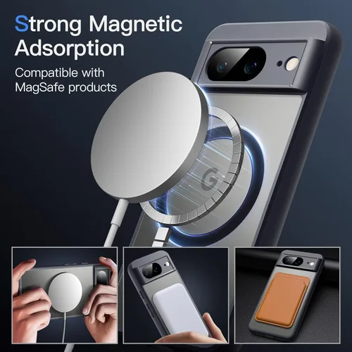 Miniatura 3 de JETech Funda magnética para Google Pixel 8 de 6.2 pulgadas 2023, compatible con MagSafe, translúcida mate trasera a prueba de golpes (Hazel)