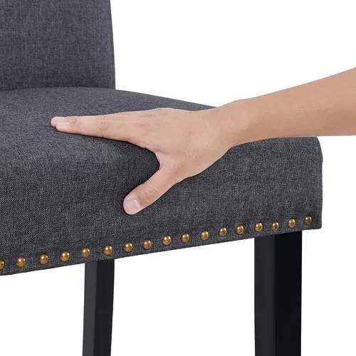 Miniatura 6 de Yaheetech Juego de 6 sillas de comedor tapizadas, sillas de cocina modernas con adornos de cabeza de clavo y patas de madera maciza para comedor