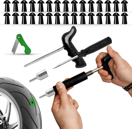 Miniatura 5 de GRAND PITSTOP Kit de reparación de pinchazos de neumáticos sin cámara de 20 piezas con tapón de hongo para pinchazos de neumáticos y pisos en Kit
