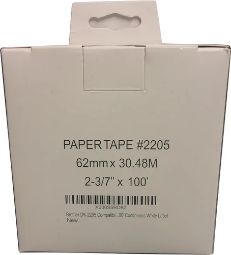 Miniatura 2 de DK-2205. Compatible con Brother DK-2205 2-3/7" x 100' Etiqueta blanca continua (6 rollos)