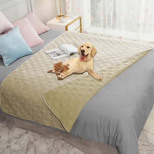 Miniatura 131 de Ameritex Funda Impermeable para Cama de Perro Manta para Mascotas para Muebles Cama Sillón Sofá Reversible Azul marino+azul piedra