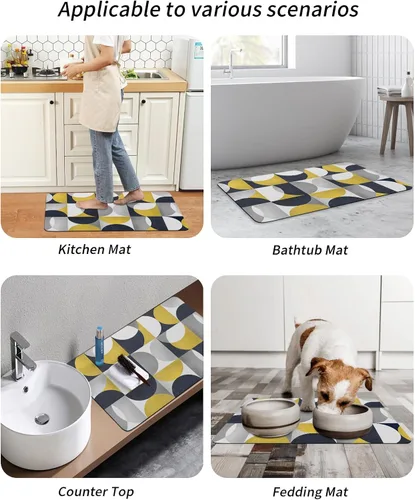 Miniatura 6 de Tapete de baño moderno amarillo para bañera, antideslizante, de secado rápido y absorbente, tierra de diatomeas, fregadero, cocina, sala de estar