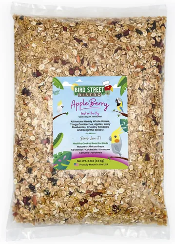 Bird Street Bistro Comida para loros - Comida para periquitos y cacatúas, cocina en 3-15 minutos con granos naturales, legumbres, frutas, verduras y