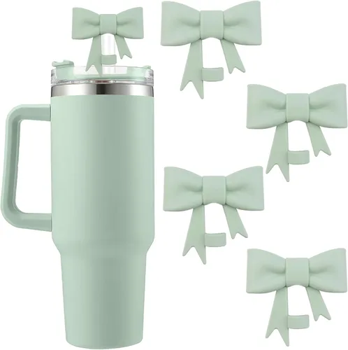 Miniatura 29 de 6 piezas de cubiertas de pajita de silicona para vasos Stanley de 40/30 oz 10 mm (0.4 pulg) cubiertas de pajita a prueba de polvo con diseño