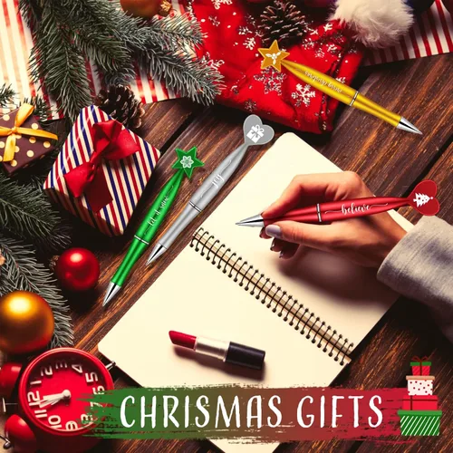 Miniatura 4 de Cholemy 24 bolígrafos de Navidad a granel con citas inspiradoras, regalos de Navidad, bastón de caramelo, pan de jengibre, copo de nieve para niños