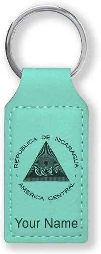 Miniatura 21 de LaserGram Llavero rectangular, bandera de Nicaragua, grabado personalizado incluido, Bambú
