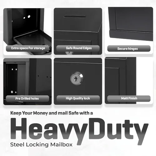 Miniatura 4 de Caja de Donación de Metal - Caja de Sugerencias con Ranura y Cerradura - Caja de Seguridad para Dinero - Caja de Depósito Segura - Caja