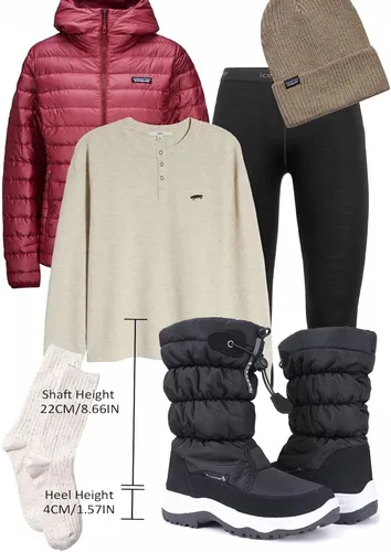 Miniatura 6 de Botas de nieve para mujer, doble invierno, impermeables, forradas con piel, cálidas, antideslizantes