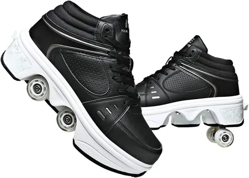Miniatura 9 de Patines de ruedas y zapatillas 2 en 1 unisex con ruedas retráctiles para exteriores, diversión y fitness, patines de patada