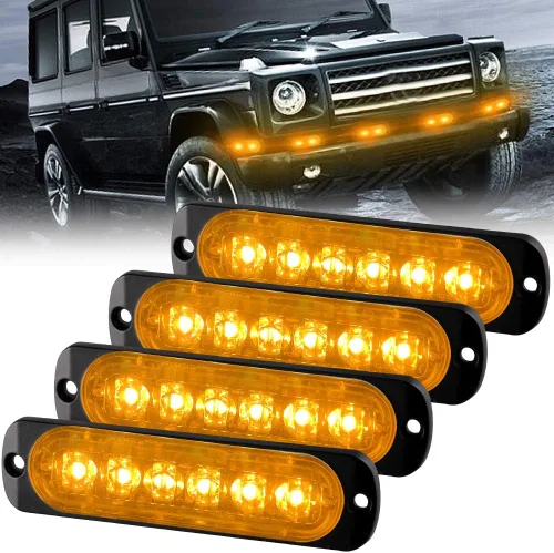 Miniatura 15 de Barra de luz estroboscópica 2 piezas, 12 LED, luz de advertencia de emergencia, con función de sincronización impermeable, 12 – 24 V, para vehículos