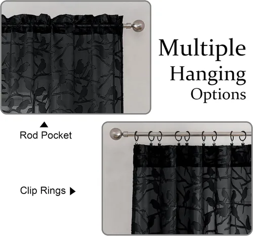 Miniatura 5 de OVZME Anji Clip Voile Sheer Tiers RD 2X30X36 Negro