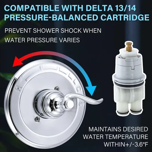 Miniatura 2 de Repuesto de ajuste de válvula de equilibrio de presión para Delta BT14096 Windemere 14 Series, cromo