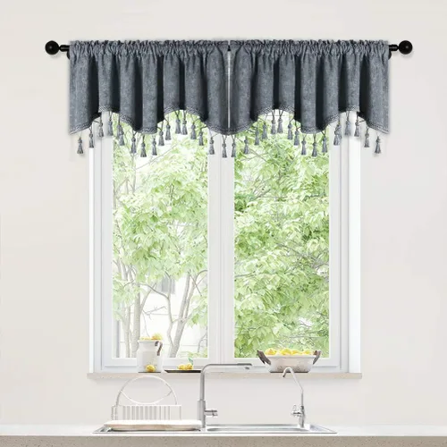 Miniatura 13 de Cortinas de doble cara de felpilla para cortina de cocina, cenefa para sala de estar