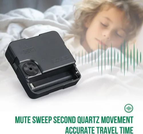 Miniatura 8 de Reloj de pared silencioso sin tictac, movimiento de cuarzo, estilo moderno, simple, redondo, de plástico, para hogar, oficina, escuela, sala de Negro
