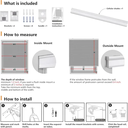 Miniatura 6 de LazBlinds Persianas Celulares sin Cordón, Persianas de Panal Opacas con Celdas de 1.5 Pulgadas, Persianas de Oscurecimiento de Habitación