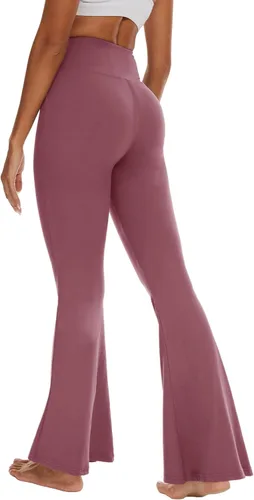 Miniatura 11 de ZOOSIXX Pantalones de yoga acampanados para mujer, leggings cruzados suaves con corte de bota