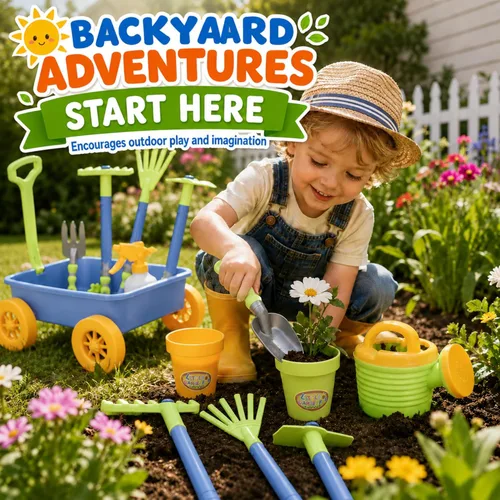 Miniatura 4 de Jardín Wagon & Herramientas juguete Juego Para Niños Con 8 herramientas de jardinería, 4 macetas, cubeta de agua y spray – ideal para playa & Sand