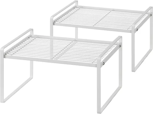 Miniatura 17 de Shantton Paquete de 2 estantes de gabinete de cocina, estante organizador de despensa, baño, dormitorio, oficina, mesa, escritorio, ahorro
