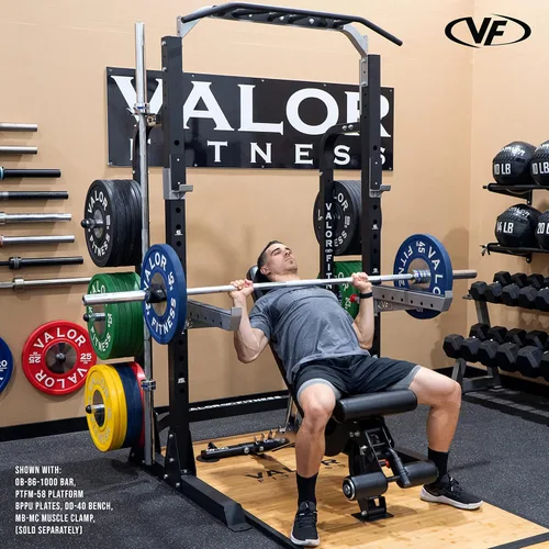 Miniatura 2 de Valor Fitness Máquina de sentadillas de media rejilla - Estación de dominadas de agarre múltiple de 5 posiciones - Altura ajustable, almacenamiento