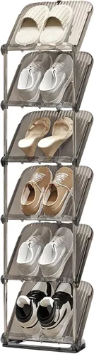 Miniatura 9 de YYW Estante para zapatos estrecho vertical, estante para zapatos para entrada, organizador de almacenamiento de zapatos de esquina para espacios