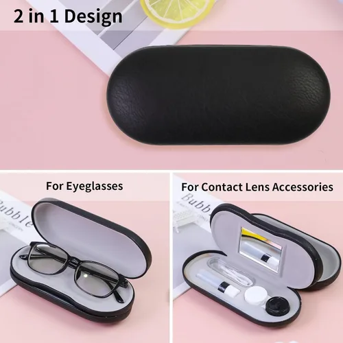 Miniatura 2 de Estuche 2 en 1 para Lentes de Contacto y Anteojos para Mujeres, Hombres y Niños, Estuche Duro Portátil de Doble Cara para Anteojos de Viaje