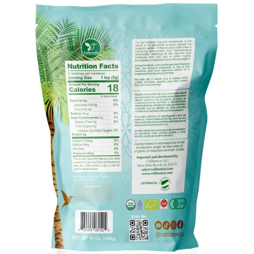 Miniatura 2 de Colibreeco, Azúcar de coco orgánico, 1 libra (paquete de 2): perfecto para endulzar bebidas y recetas Sustituto de azúcar de bajo índice