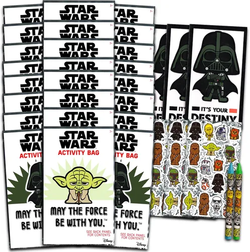 Star Wars Juego de recuerdos de fiesta de cumpleaños, paquete con 24 paquetes de juegos | Mini libros para colorear, calcomanías y más para bolsas