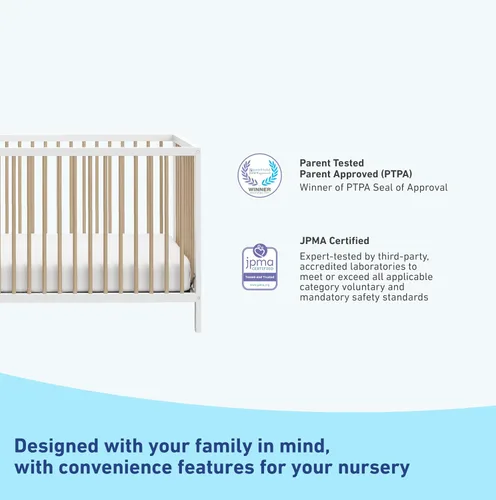 Miniatura 7 de Graco Teddi cuna convertible 5 en 1 (blanco con madera flotante) – Certificado GREENGUARD Gold, se convierte en cama de día, cama infantil y cama